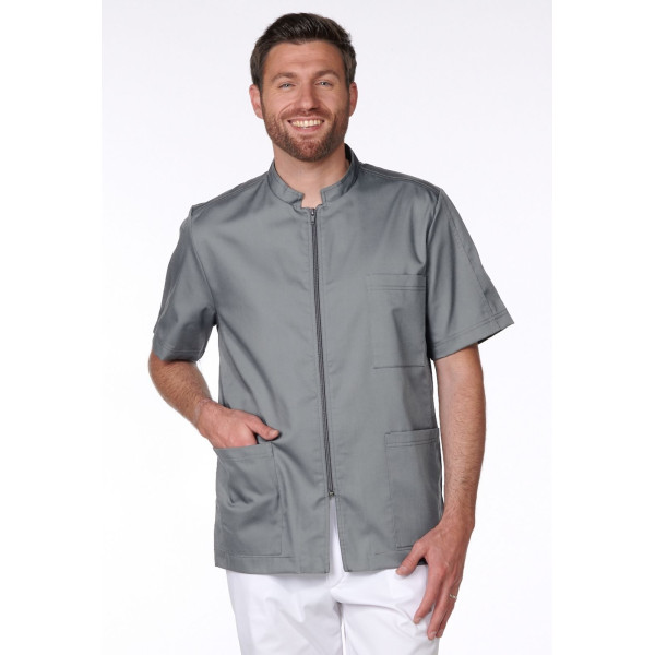 Blouse Médicale Grise, Homme, Fermeture éclair, Camille Lavandie (2622VGR)