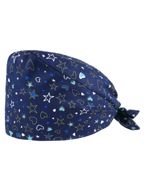 Calot médical "Coeurs et étoiles fond bleu" (209-12131) vue produit