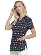 Blouse médicale imprimée Femme "Coeurs sur fond noir", Cherokee (CK634) vue droite