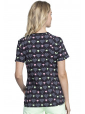 Blouse médicale imprimée Femme "Coeurs sur fond noir", Cherokee (CK634) vue dos