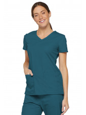Blouse médicale Col V Femme, Dickies, 2 poches, Collection "EDS signature" (85906) vert caraibe