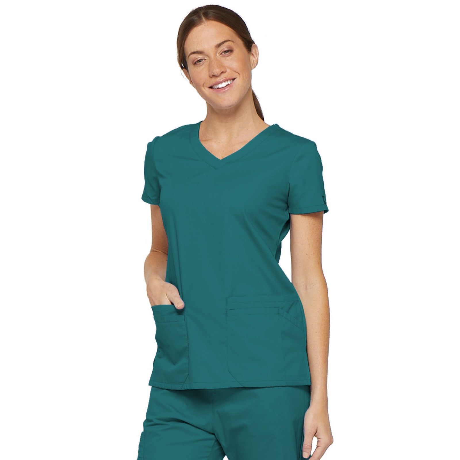 Blouse médicale Col V Femme, Dickies, 2 poches, Collection "EDS signature" (85906) teal blue
