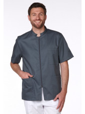Blouse Médicale Grise anthracite, Homme, Fermeture éclair, Camille Lavandie (2622WGR) poche