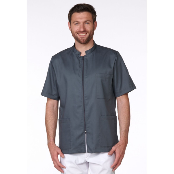 Blusa médica gris, Hombres, cremallera, Camille Lavandie (2622VGR)