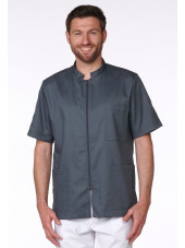 Blouse Médicale Grise anthracite, Homme, Fermeture éclair, Camille Lavandie (2622WGR) face
