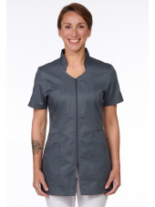 Blouse Médicale Grise, Femme, Fermeture éclair, Camille Lavandie (2617VGR)
