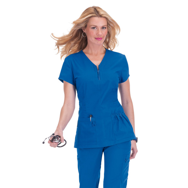 Blouse médicale Femme Koi "Mackenzie", collection "Koi Stretch" (204-) bleu royal face