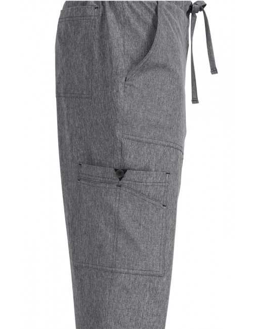 Pantalon médical Homme Koi "Luke", collection "Koi Basics" (605-) gris chiné détail