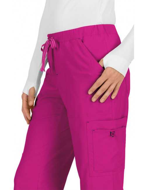 Pantalon médical Femme Koi "Holly", collection "Koi Basics" (731-) fuchsia détail
