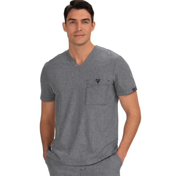 Blouse médicale Homme Koi "Bryan", collection "Koi Basics" (668-) gris chiné vue face