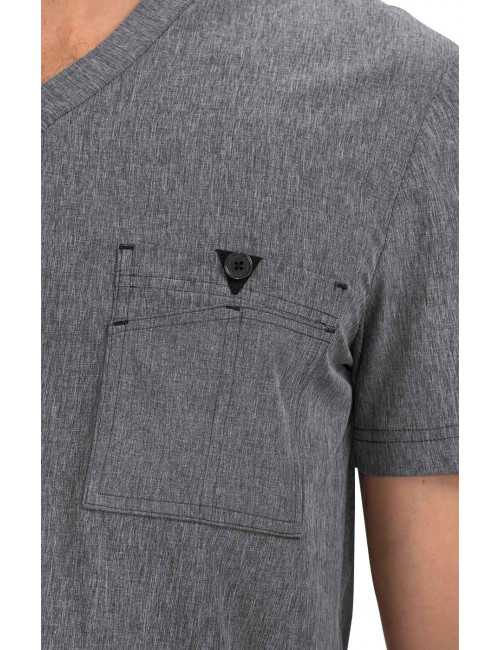 Blouse médicale Homme Koi "Bryan", collection "Koi Basics" (668-) gris chiné vue détail
