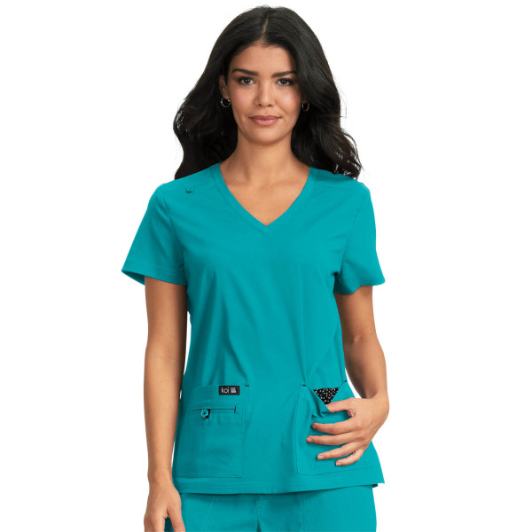 Blouse médicale Femme Koi "Becca", collection "Koi Basics" (373-) teal blue vue face