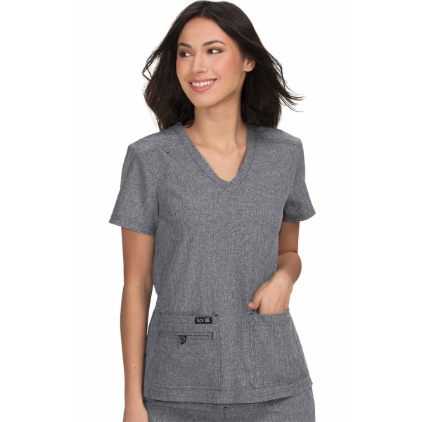 Blouse médicale Femme Koi "Becca", collection "Koi Basics" (373-) gris chiné vue face