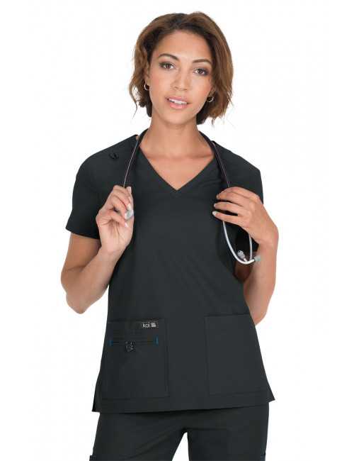 Blouse médicale Femme Koi "Becca", collection "Koi Basics" (373-) noir vue face