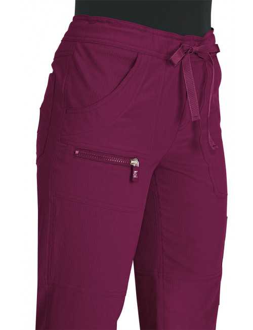 Pantalon médical Femme Koi "Peace", collection "Koi Lite" (721-) bordeaux détail