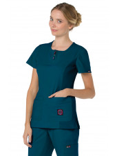 Blouse médicale Femme Koi "Serenity", collection Koi Lite (317-) vert caraibe vue face