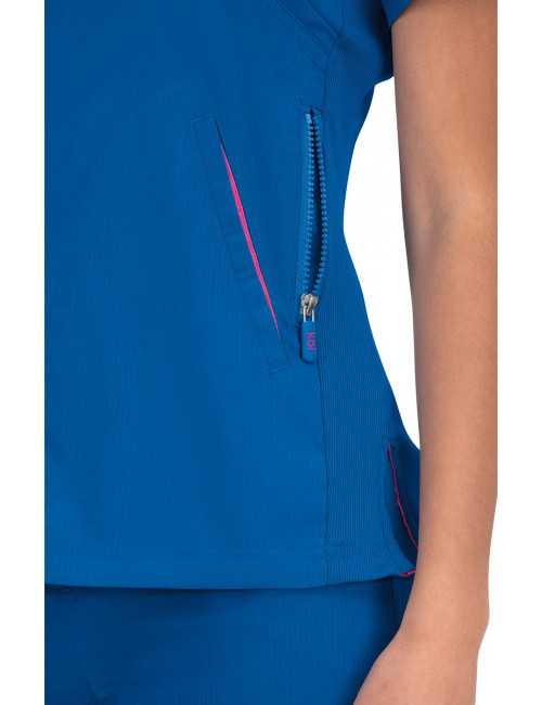 Blouse médicale Femme Koi "Philosophy", collection "Koi Lite" (316-) bleu royal vue détail