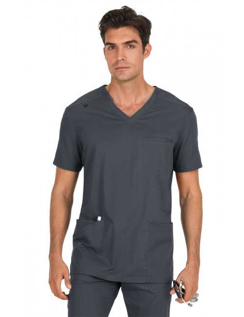 Blouse médicale Homme Koi "Tyler", collection "Koi Stretch" (665-) gris anthracite face
