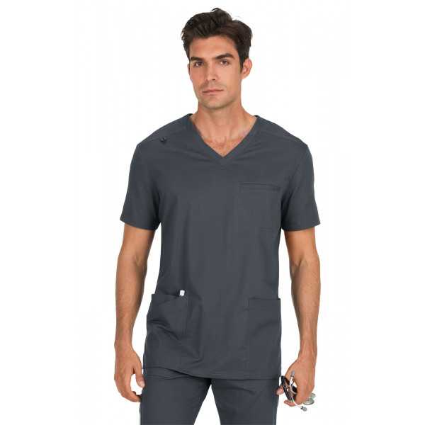 Blouse médicale Homme Koi "Tyler", collection "Koi Stretch" (665-) gris anthracite face