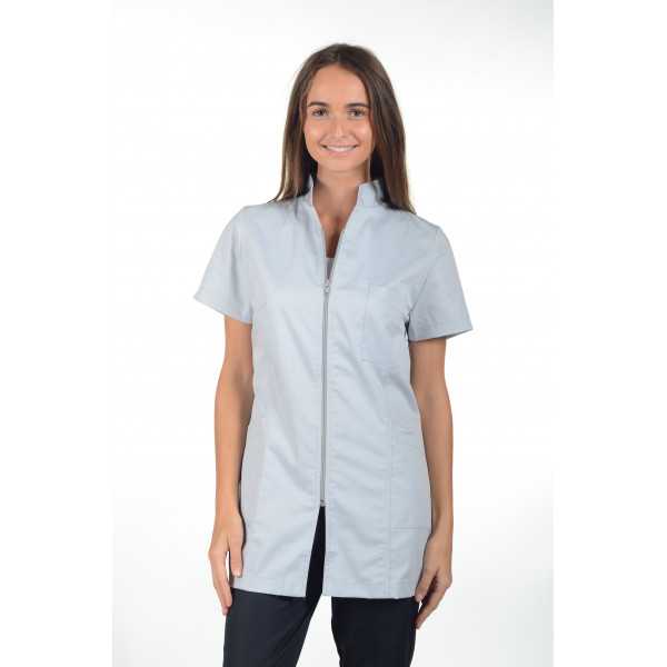 Blouse médicale cintrée longue zippée, CMT collection "stretch" (2499)