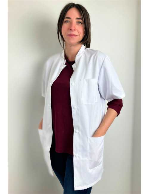 White medical blouse with snaps, Unisex, Wash 60 degrees (CH14)