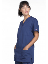 Blouse médicale Femme, 3 poches, Cherokee Workwear Originals (4876) bleu marine droite