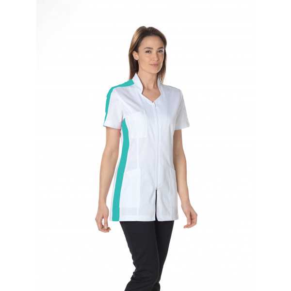Bata médica elástica, cuello estilizado, CMT, Colección "Two-tone Stretch" (2617)