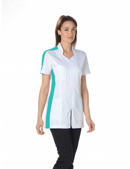 Stretch medical gown, stylized collar, CMT, Collection "Stretch bicolor" (2617)