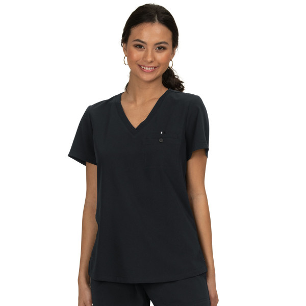 Blouse médicale Femme Koi "Prête à travailler", collection Koi Next Gen (1010) noir face Blouse médicale Femme Koi "Prête à travailler", collection Koi Next Gen (1010) noir face
