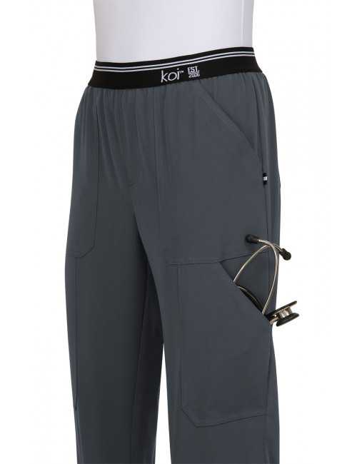 Pantalon médical Femme Koi "Au pas de course", collection Koi Next Gen (738) gris anthracite détail