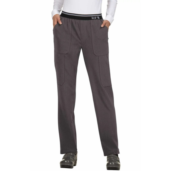 Pantalon médical Femme Koi "Au pas de course", collection Koi Next Gen (738) gris chiné face