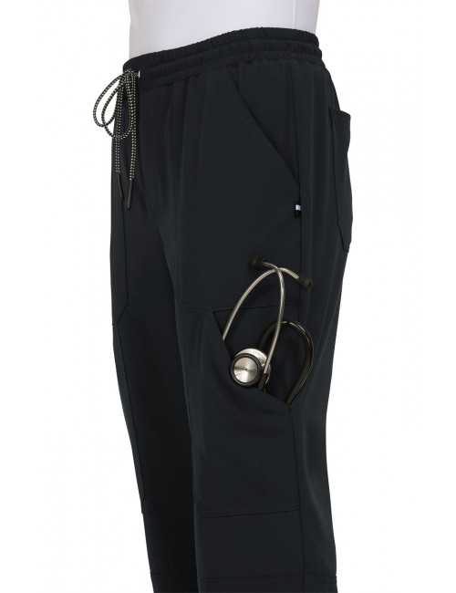 Pantalon médical Femme Koi "Ondes positives", collection Koi Next Gen (740) noir détail