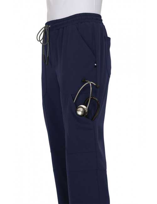 Pantalon médical Femme Koi "Ondes positives", collection Koi Next Gen (740) bleu marine détail