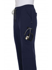 Pantalon médical Femme Koi "Ondes positives", collection Koi Next Gen (740) bleu marine détail