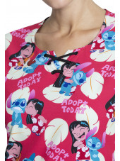 Blouse médicale originale Femme "Lilo et Stitch", Collection Tooniforms Disney (TF744) vue détail