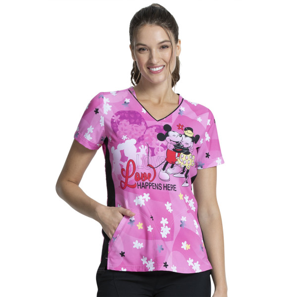 Blouse médicale originale Femme "Mickey et Minnie", Collection Tooniforms Disney (TF747)