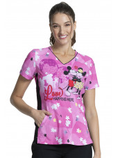Blouse médicale originale Femme "Mickey et Minnie", Collection Tooniforms Disney (TF747)