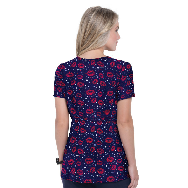 Blouse médicale originale Femme "Bouche", Collection Koi (B117PR)