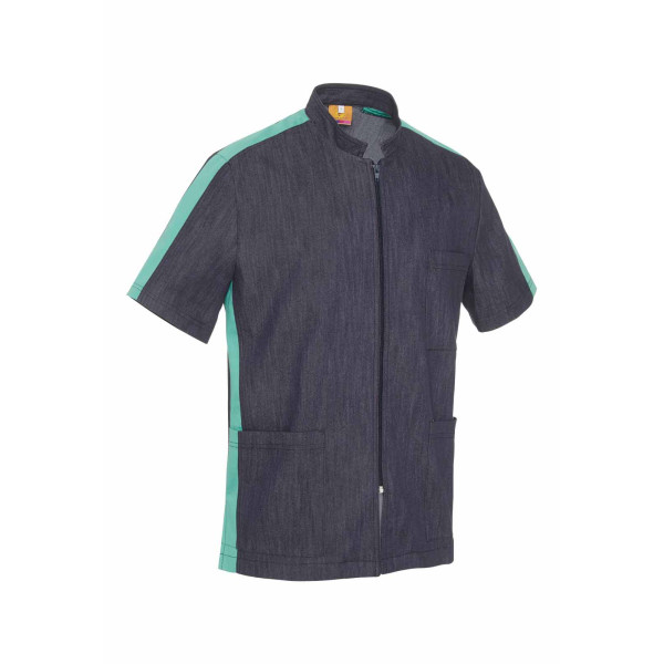 Blouse Médicale Denim Bicolore, Femme, Fermeture éclair, Camille Lavandie (2622DNA) vue produit