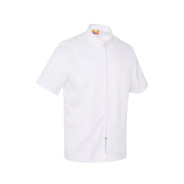 White Medical Blouse, Woman, Zipper, Camille Lavandie (2622WHW)