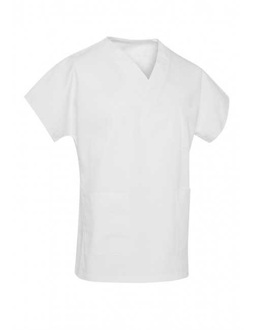 Bata médica blanca unisex, 2 o 3 bolsillos, lavar a 60 grados (CH12)