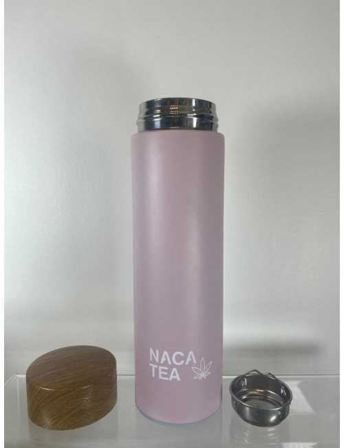 Bouteille thermos-infuseur rose, Nacatea (BTLNACA-ROS) face
