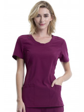 Blouse médicale antimicrobienne Femme Col rond, Cherokee, Collection "Infinity" (2624A) bordeaux face