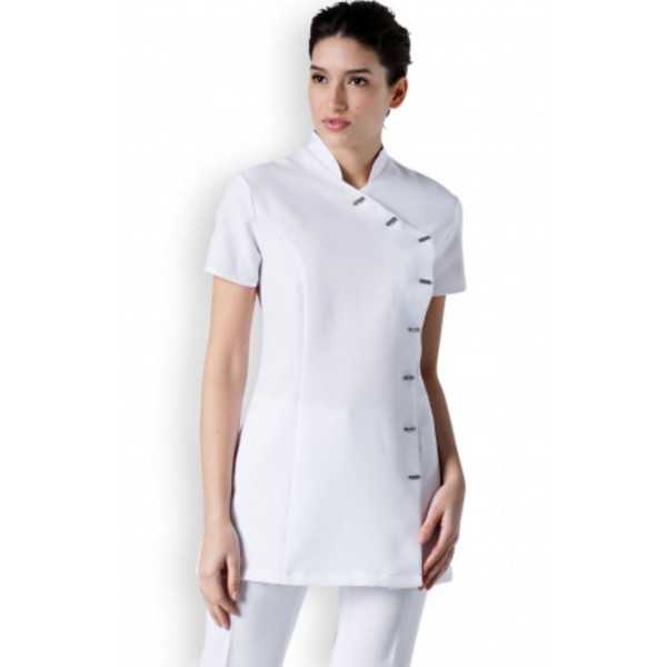 Blouse de travail Femme "Fleur", Clinic dress blanc modele