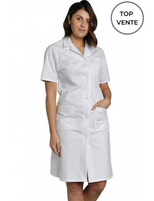 Blouse médicale Femme blanche manches courtes Poly/Coton Madona, SNV (MADCP00000)