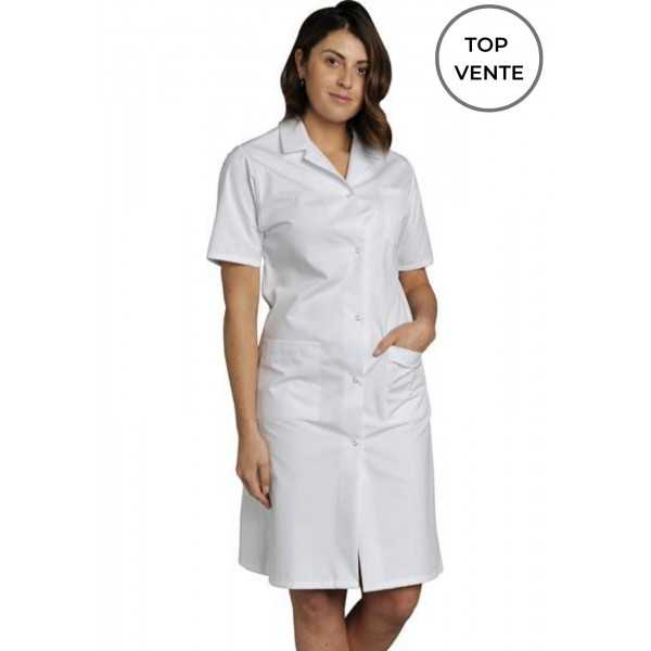 Medical Gown Women's white short-sleeved Poly/Cotton Madona, SNV (MADCP00000)