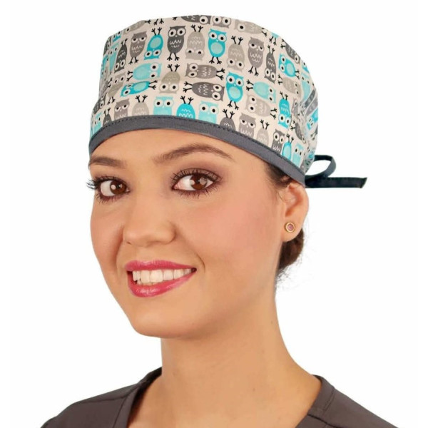 Calot médical "Chouettes" (210-8872-GRY) face