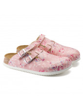 Medical Clogs pink flower, Birkenstock (Kay)