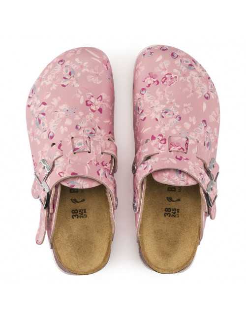Medical Clogs pink flower, Birkenstock (Kay)