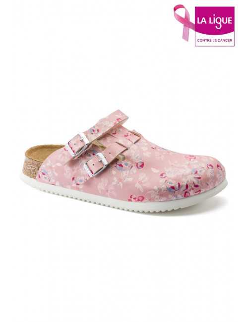 Medical Clogs pink flower, Birkenstock (Kay)